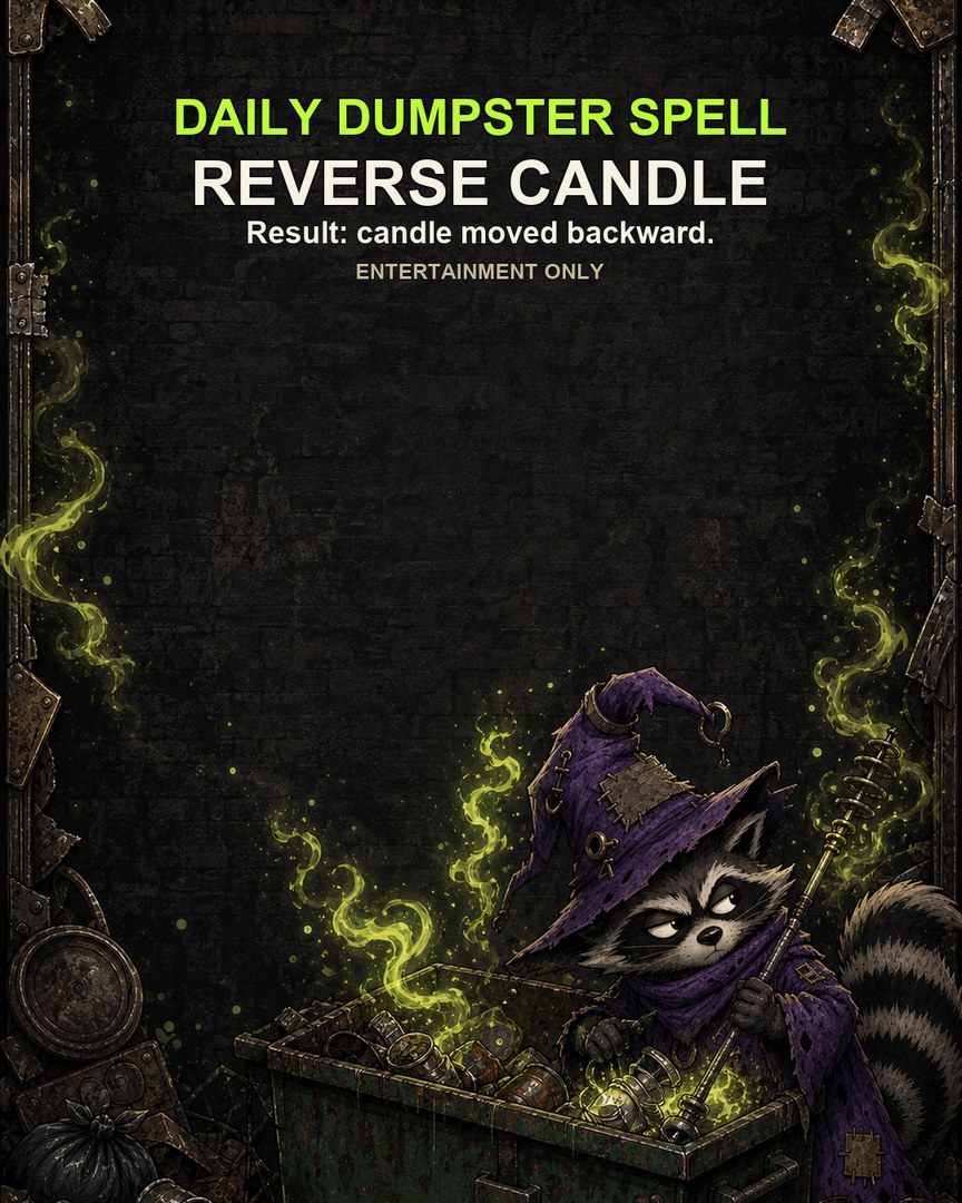 Runecoon crouches in the lower corner of a parchment-like spell card surrounded by green smoke and runes.